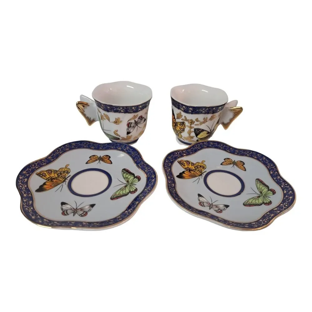 Formalities by Baum Bros Set of 2- Butterflies Demitasse Teacup‎ & Saucer